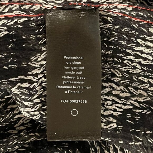 Rag and Bone Zebra Print Henley Blouse Black/grey Size XS long sleeve 100% Silk - Picture 6 of 9